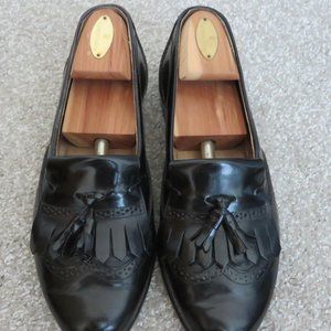 EUC Nordstrom Men's Black Leather Tassel Loafers w/ Dust Bags - 8M - Italy